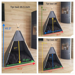 Pet Teepee Bed, Felt Dog Tent, Indoor Kennel House