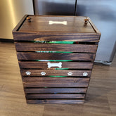 Dog Food Storage Bin - Wooden Pet Food Container - Walnut Pet Furniture