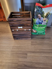 Dog Food Storage Bin - Wooden Pet Food Container - Walnut Pet Furniture