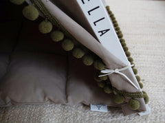 Boho Khaki Dog Teepee Bed. Personalized Pug, Frenchie Gift. Custom Japandi Pet Tent