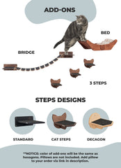 Cat Wall Shelves, Hexagon Cat Furniture, Wood Cat Climbing Shelves