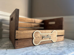 Dog Toy Box, Personalized Wooden Storage Basket