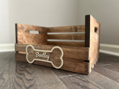 Dog Toy Box, Personalized Wooden Storage Basket