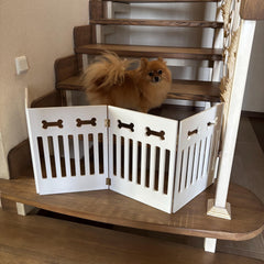 Portable Wooden Pet Gate, No Drill Dog Barrier, Freestanding Puppy Playpen Fence