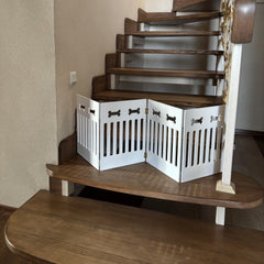 Portable Wooden Pet Gate, No Drill Dog Barrier, Freestanding Puppy Playpen Fence