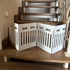 Portable Wooden Pet Gate, No Drill Dog Barrier, Freestanding Puppy Playpen Fence