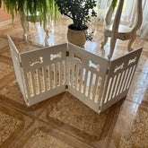Portable Wooden Pet Gate, No Drill Dog Barrier, Freestanding Puppy Playpen Fence