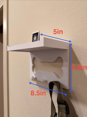 Dog Leash Holder with Shelf, Wall Organizer, Entryway Pet Storage Hook Rack