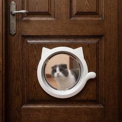 4-Way Locking Cat Door, Cat-Shaped Pet Flap for Interior Exterior Doors, Durable ABS PC Material, Large 21cm Opening, Secure Pet Entry&Exit