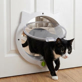 4-Way Locking Cat Door, Cat-Shaped Pet Flap for Interior Exterior Doors, Durable ABS PC Material, Large 21cm Opening, Secure Pet Entry&Exit