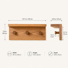 Wooden Dog Leash Holder Shelf, Entryway Pet Organizer, Dog Leash and Key Holder