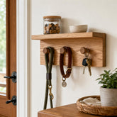 Wooden Dog Leash Holder Shelf, Entryway Pet Organizer, Dog Leash and Key Holder
