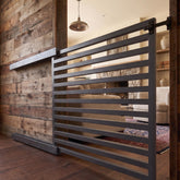 Sliding Baby Gate and Wooden Geometric Dog Barrier for Doorways & Stairs