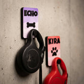 Personalized Dog Leash Holder: Custom Name Wall Mount with Paw or Bone Design