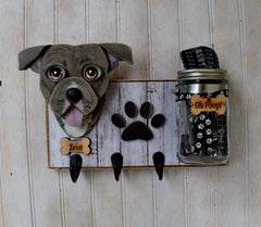 Custom Dog Leash Holder with Treat Jar