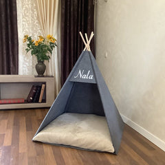Pet Teepee Bed, Felt Dog Tent, Indoor Kennel House