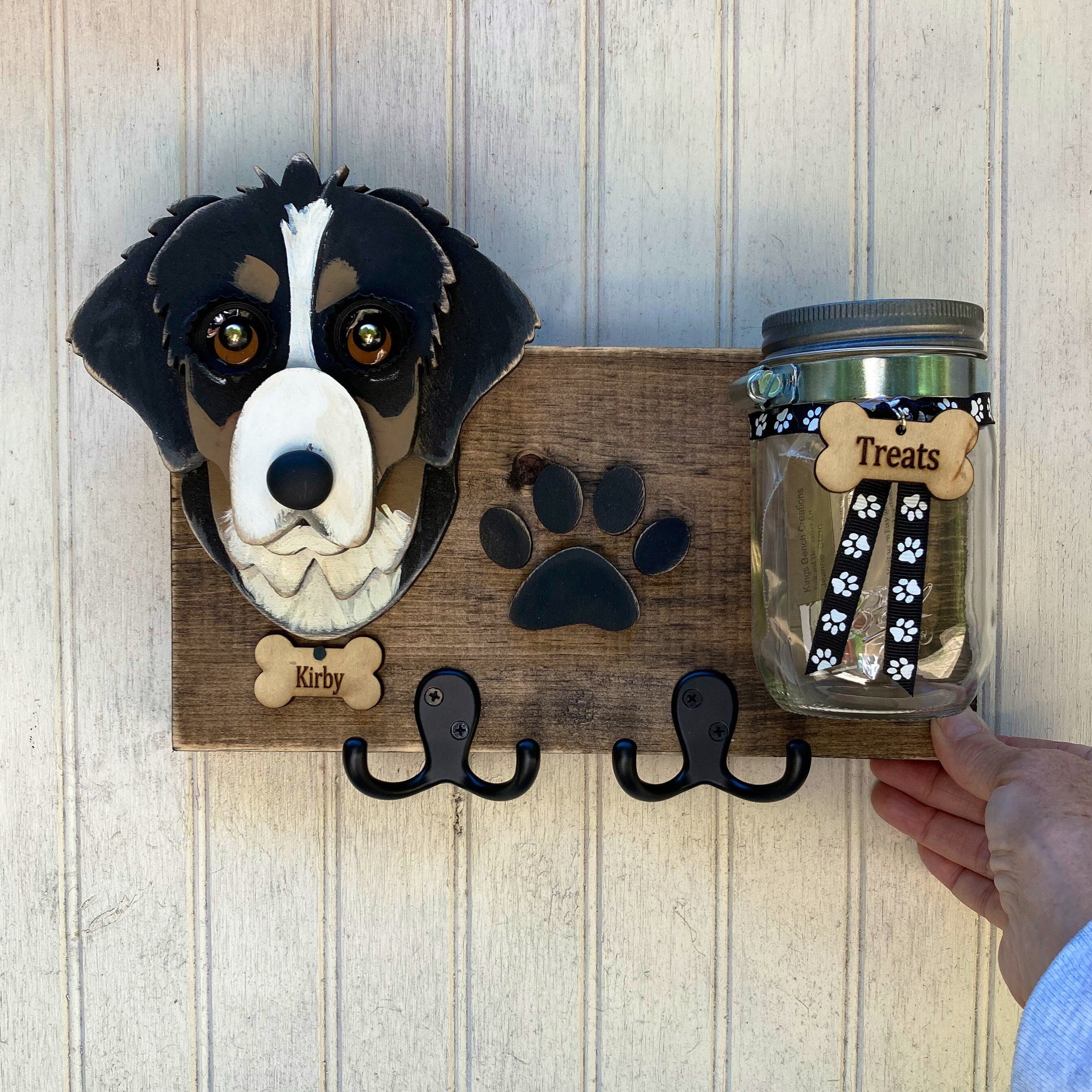 Custom Dog Leash Holder with Treat Jar