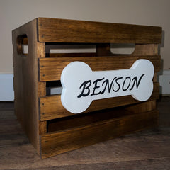 Personalized Dog Toy Box Wooden | Custom Pet Storage Bin | Dog Toy Organizer | Dog Lover Gift | Painted Dog Name Box