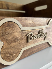 Dog Toy Box, Personalized Wooden Storage Basket