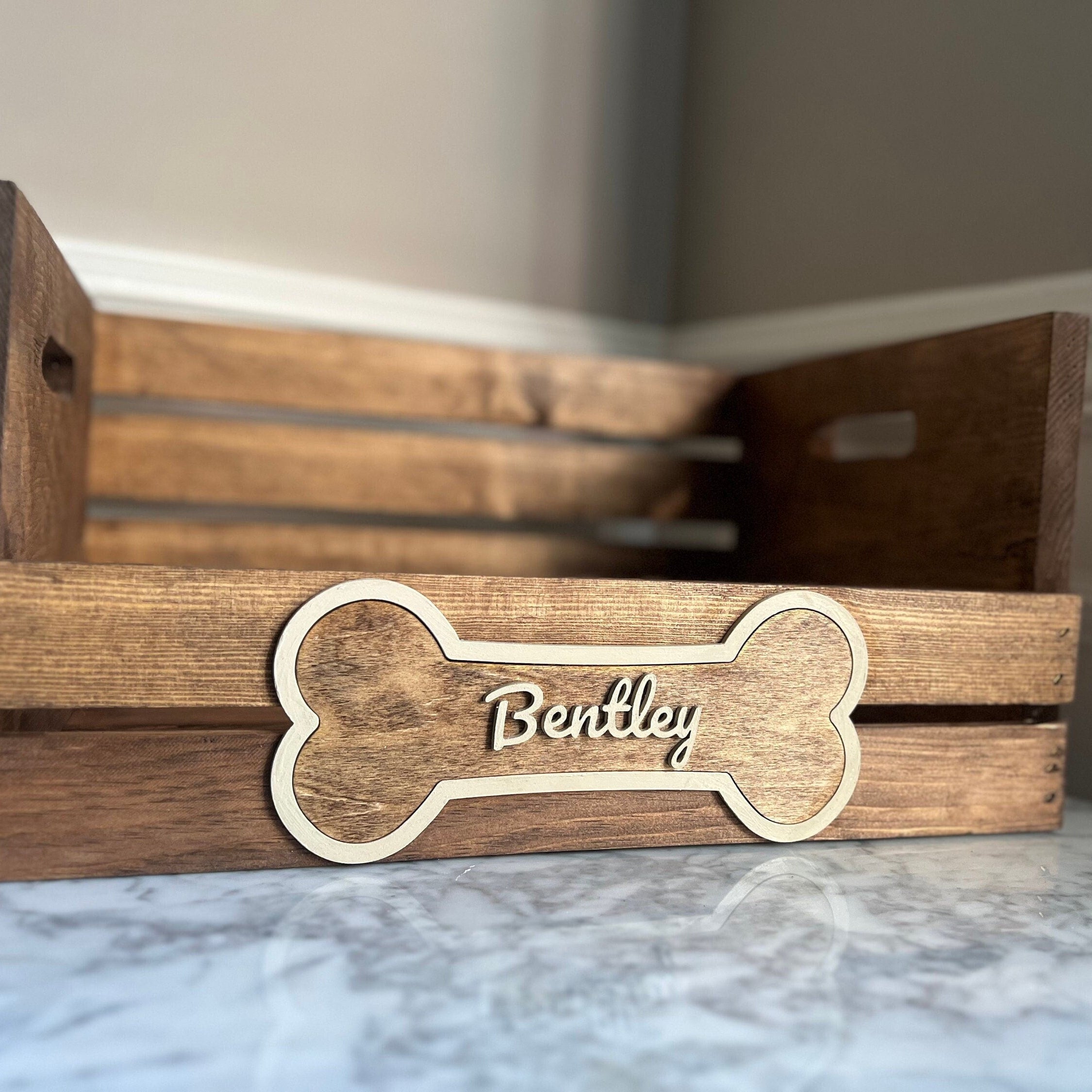 Dog Toy Box, Personalized Wooden Storage Basket