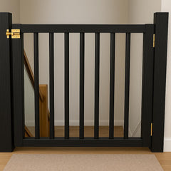 Wooden Safety Gate, Adjustable Stair Barrier for Pets Babies