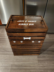 Dog Food Storage Bin - Wooden Pet Food Container - Walnut Pet Furniture