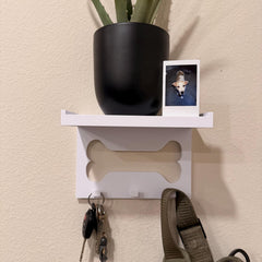 Dog Leash Holder with Shelf, Wall Organizer, Entryway Pet Storage Hook Rack