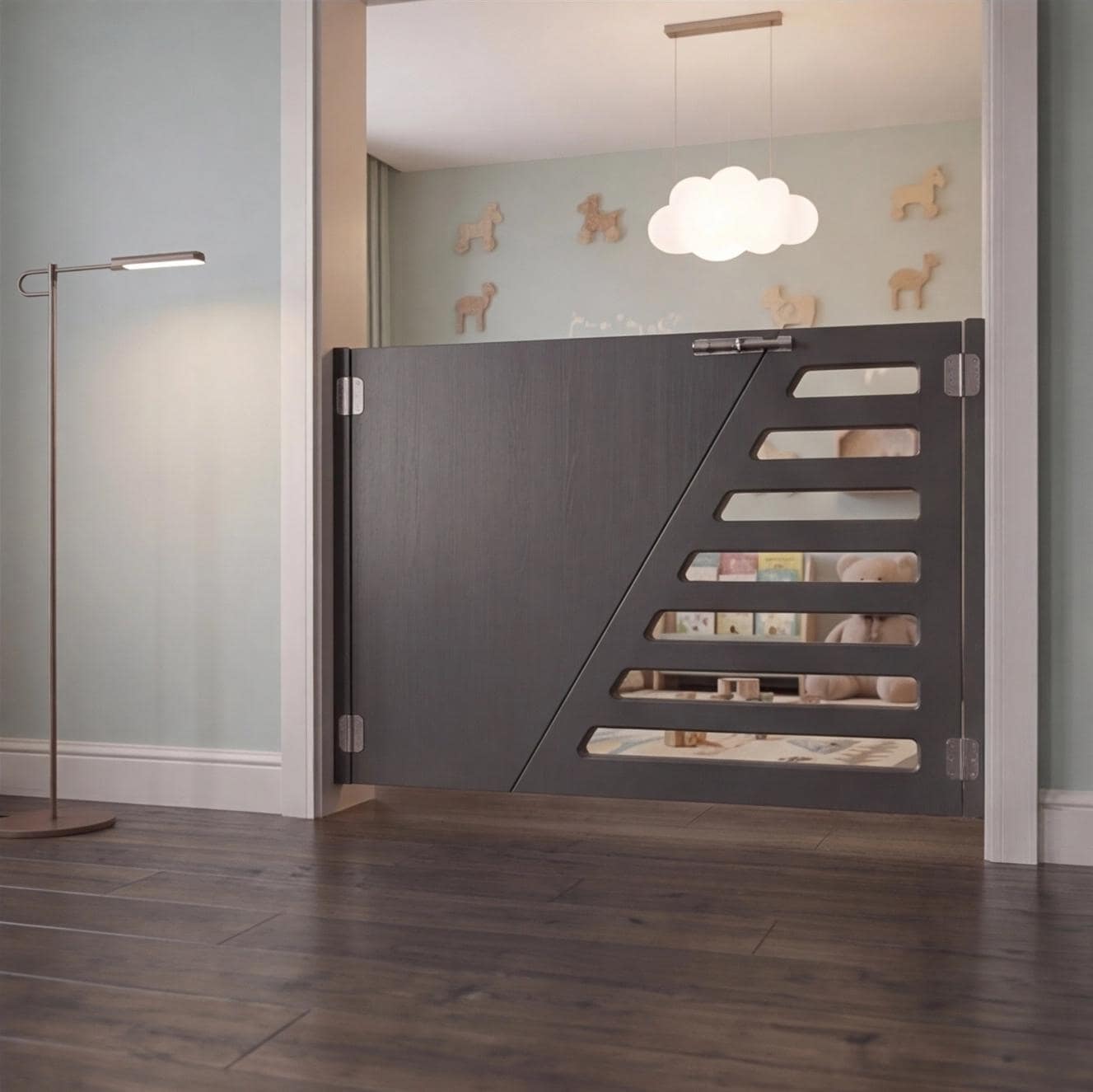 Custom Baby Gate | Wooden Geometric Dog Barrier | Modern Hallway Divider